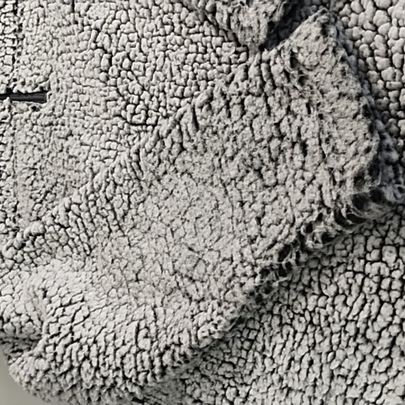 Quarter Zip Warm Soft Chunky Fleece Sweatshirt Pull over Grey & Black Over sized - Picture 7 of 9